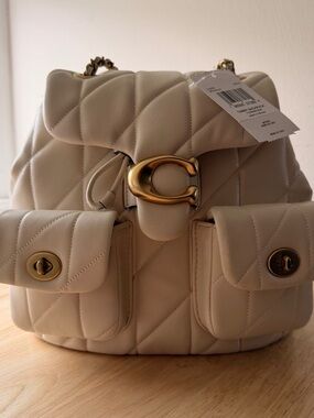 New✨ Coach tabby Quilted Leather Backpack in chalk with Gold Hardware